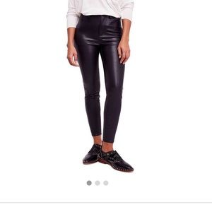 Vegan leather high waisted skinny jeans, size 27